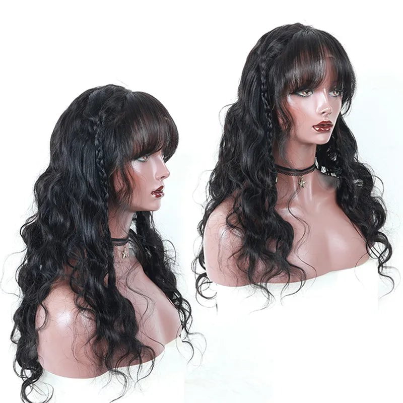 Storazone 360 Lace Frontal Wig With Bangs Body Wave 250 Density 13x6 Lace Front Human Hair Wigs Pre Plucked Fake Scalp 370 Dolago Remy