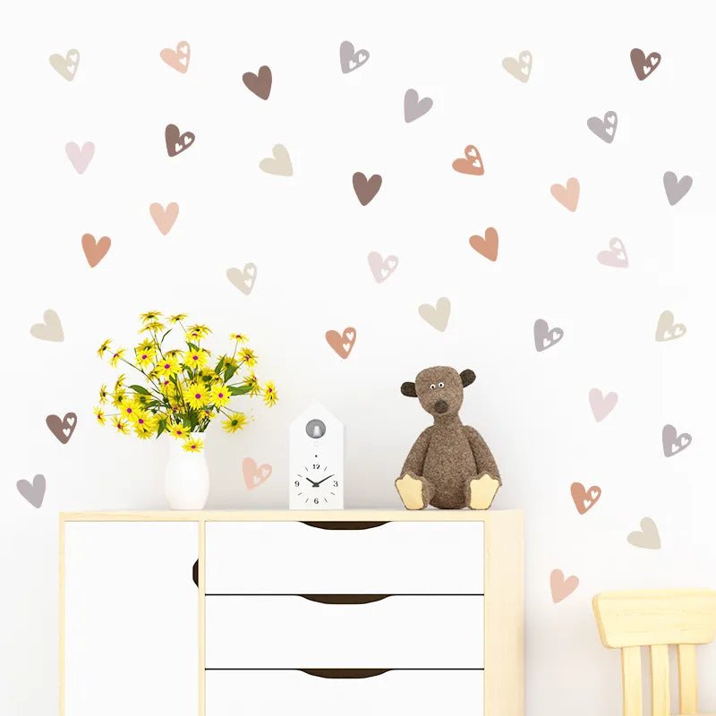 Storazone 36pcs Heart Shape Trendy Boho Style Wall Stickers Bohemian Wall Decals for Living Room Bedroom Nursery Room Kids Room Home Decor