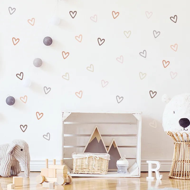 Storazone 36pcs Heart Shape Trendy Boho Style Wall Stickers Bohemian Wall Decals for Living Room Bedroom Nursery Room Kids Room Home Decor