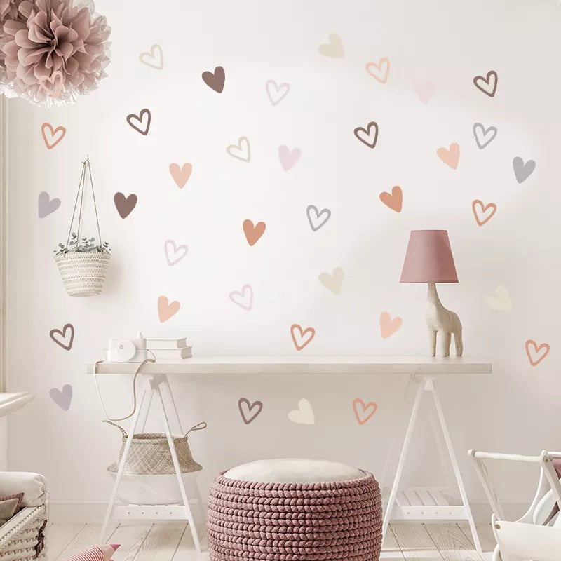 Storazone 36pcs Heart Shape Trendy Boho Style Wall Stickers Bohemian Wall Decals for Living Room Bedroom Nursery Room Kids Room Home Decor