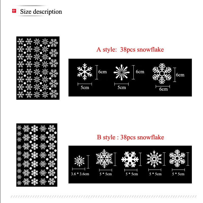 Storazone 38 Pcs/Lot Snowflake Electrostatic Wall Stickers Window Kids Room Christmas Decoration Decals For Home Decor New Year Wallpaper