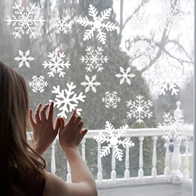 Storazone 38 Pcs/Lot Snowflake Electrostatic Wall Stickers Window Kids Room Christmas Decoration Decals For Home Decor New Year Wallpaper