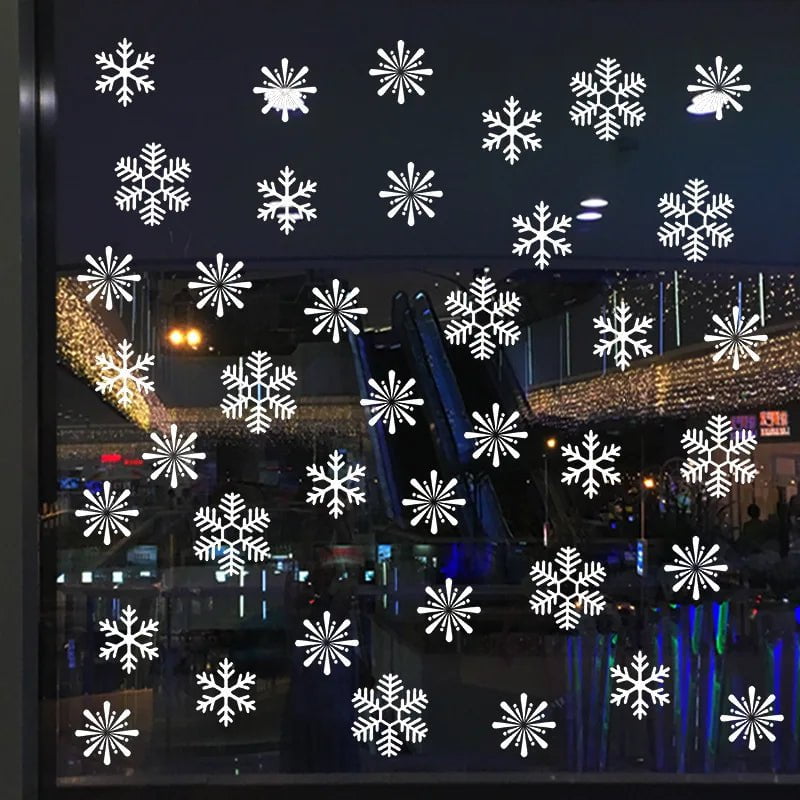 Storazone 38 Pcs/Lot Snowflake Electrostatic Wall Stickers Window Kids Room Christmas Decoration Decals For Home Decor New Year Wallpaper