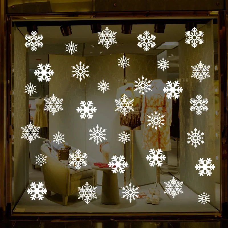 Storazone 38 Pcs/Lot Snowflake Electrostatic Wall Stickers Window Kids Room Christmas Decoration Decals For Home Decor New Year Wallpaper