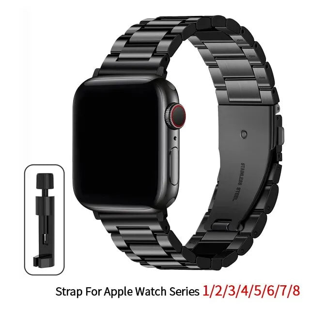 Storazone 38mm-40mm 41 / Black Stainless Steel Strap For Apple Watch Band 45mm Ultra 49mm 41mm 40mm 44mm Watch Strap Metal Bracelet For Iwatch Series 9 8 7 6 5