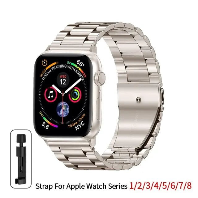 Storazone 38mm-40mm 41 / Starlight Stainless Steel Strap For Apple Watch Band 45mm Ultra 49mm 41mm 40mm 44mm Watch Strap Metal Bracelet For Iwatch Series 9 8 7 6 5