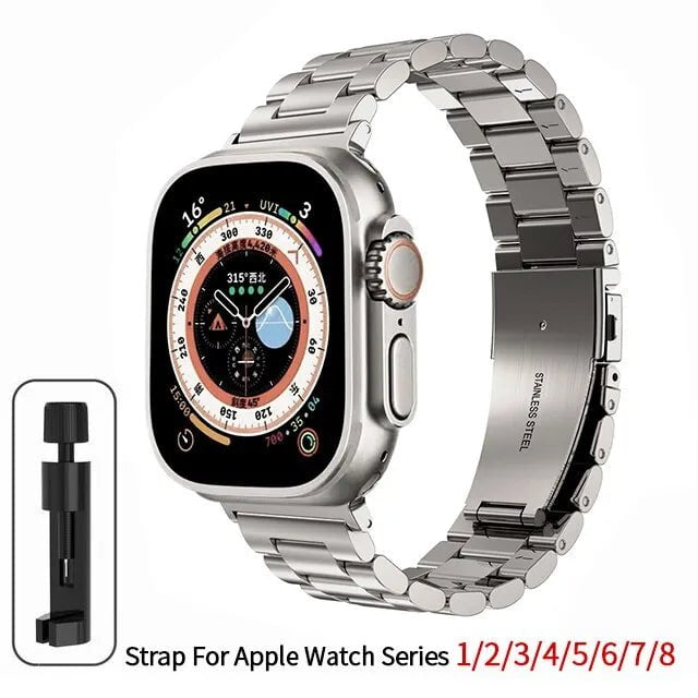 Storazone 38mm-40mm 41 / Titanium Color Stainless Steel Strap For Apple Watch Band 45mm Ultra 49mm 41mm 40mm 44mm Watch Strap Metal Bracelet For Iwatch Series 9 8 7 6 5