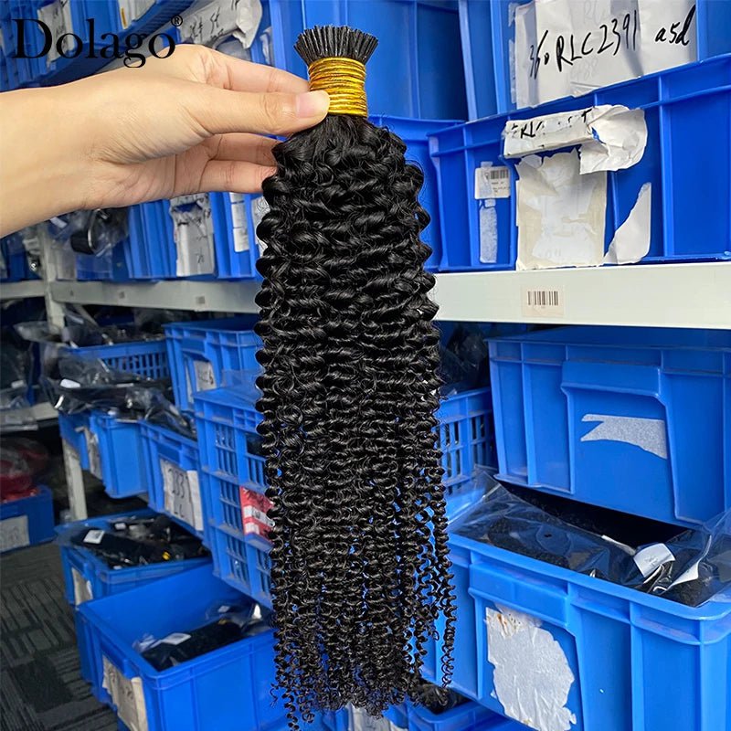 Storazone 3C 4A Afro Kinky Curly I Tip Microlinks Human Hair Extensions Mongolian Virgin F Tips Hair Extensions Bulk Hair Black For Women