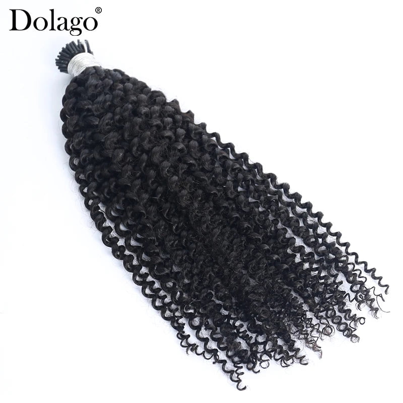 Storazone 3C 4A Afro Kinky Curly I Tip Microlinks Human Hair Extensions Mongolian Virgin F Tips Hair Extensions Bulk Hair Black For Women