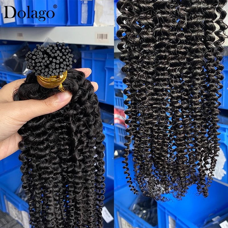 Storazone 3C 4A Afro Kinky Curly I Tip Microlinks Human Hair Extensions Mongolian Virgin F Tips Hair Extensions Bulk Hair Black For Women