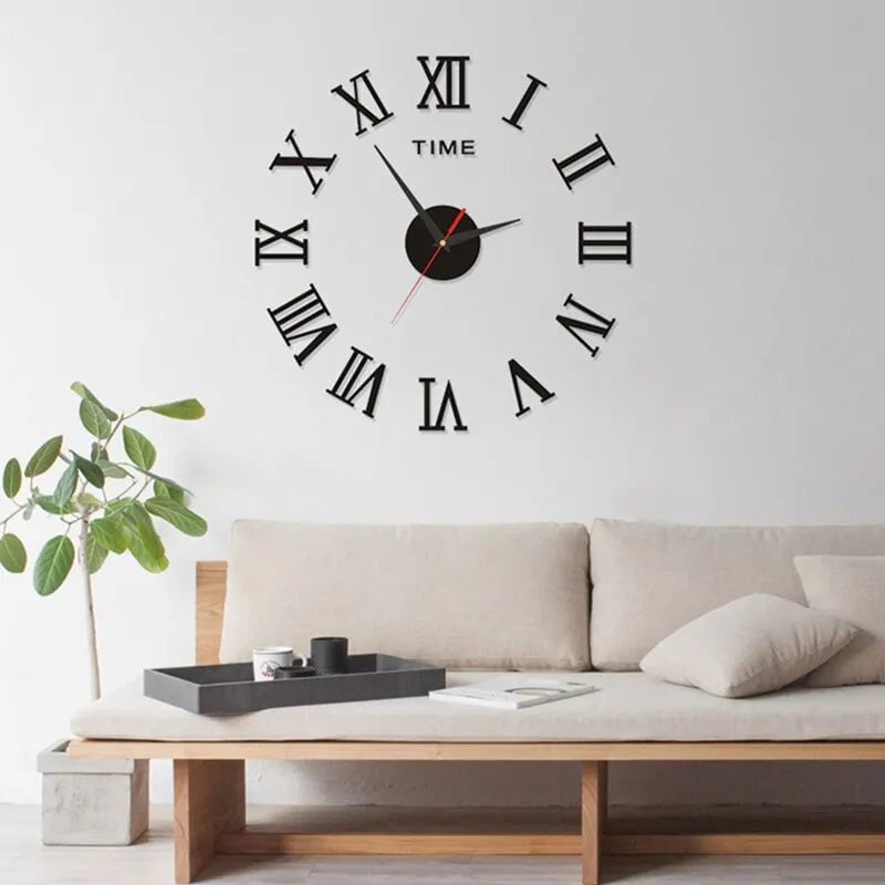 Storazone 3D Acrylic Digital Wall Clock Roman Numerals Design Mirror Wall Clock Fashion Large Round Wall Clock DIY Self Adhesive Clocks