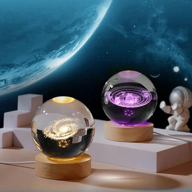 Storazone 3D Crystal ball Crystal Planet Laser Engraved Solar System Globe Astronomy Gift Birthday Gift Glass Sphere Home Decoration