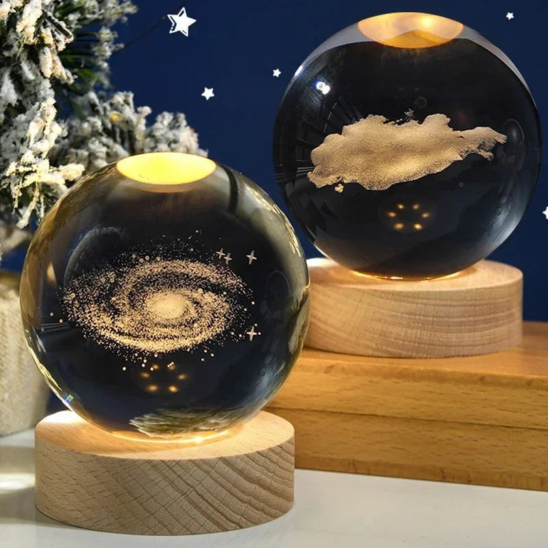 Storazone 3D Crystal ball Crystal Planet Laser Engraved Solar System Globe Astronomy Gift Birthday Gift Glass Sphere Home Decoration