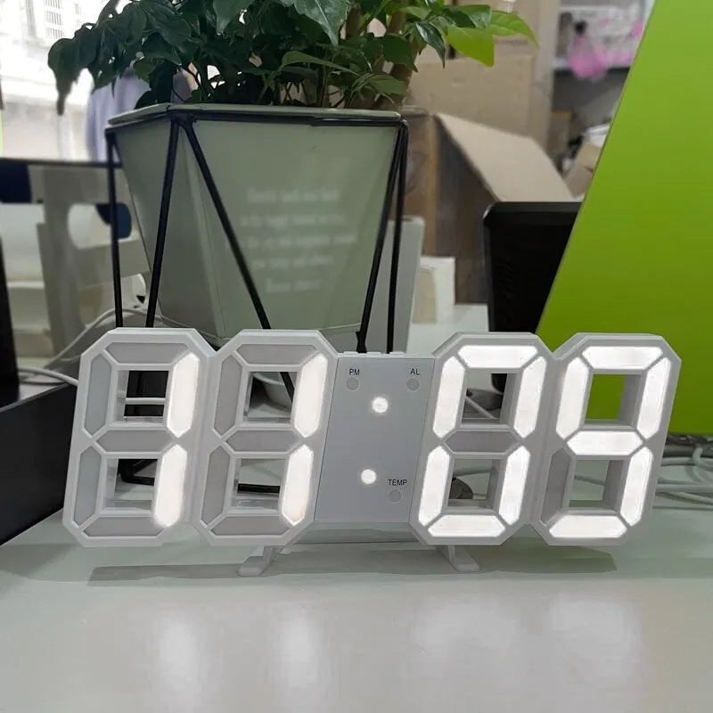 Storazone 3D LED Digital Clock Luminous Fashion Wall Clock Multifunctional Creative USB Plug in Electronic Clock Home Decoration