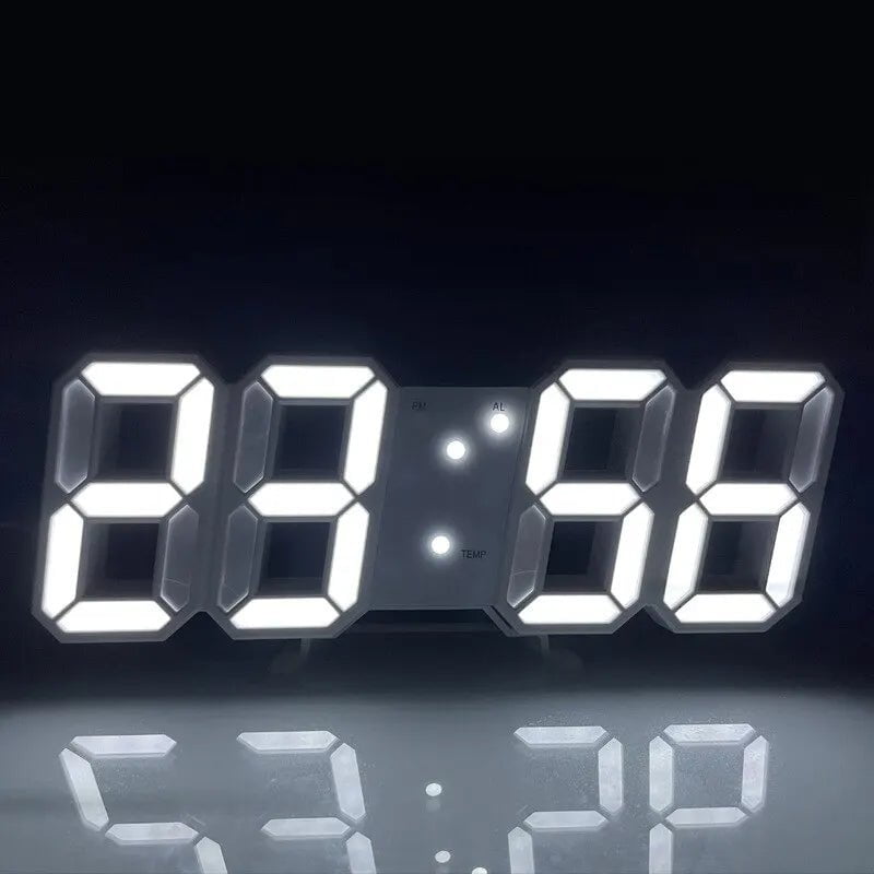 Storazone 3D LED Digital Clock Luminous Fashion Wall Clock Multifunctional Creative USB Plug in Electronic Clock Home Decoration