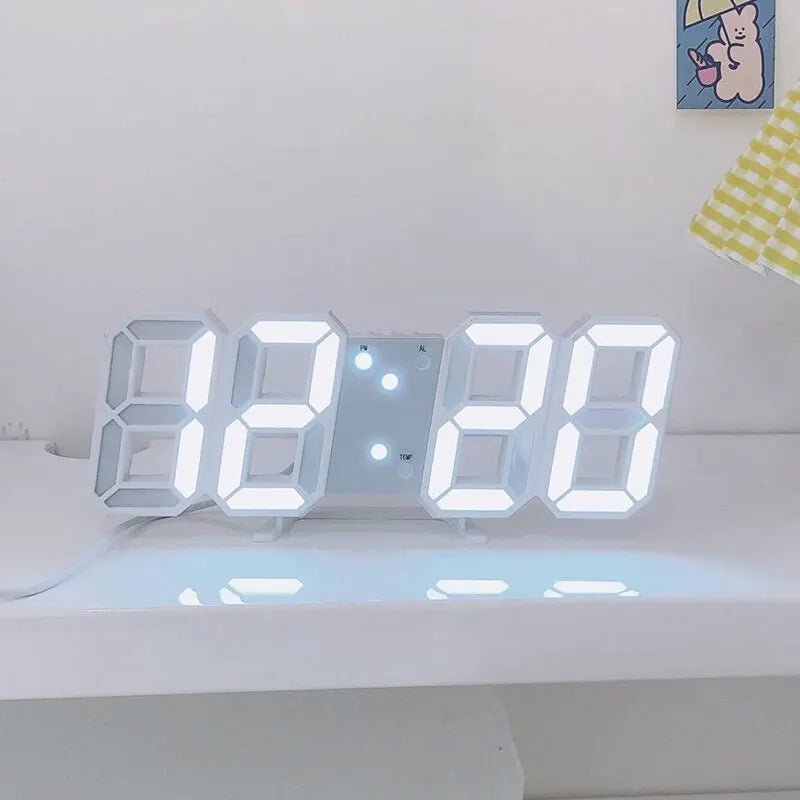 Storazone 3D LED Digital Clock Luminous Fashion Wall Clock Multifunctional Creative USB Plug in Electronic Clock Home Decoration