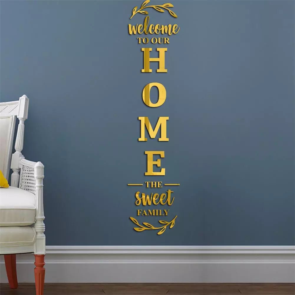 Storazone 3d Mirror Wall Stickers English Letters Home Family Self-Adhesive Acrylic Decals For Home Room Decor Home Decoration Accessories