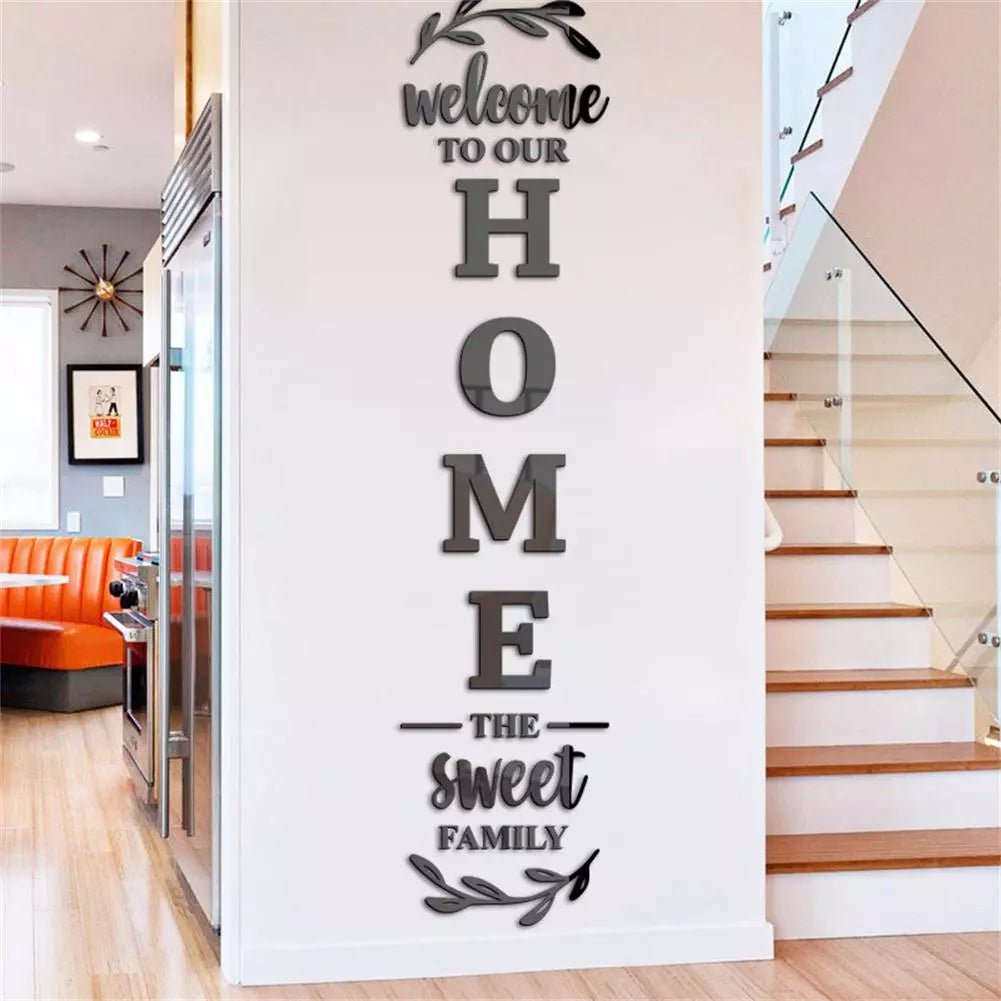 Storazone 3d Mirror Wall Stickers English Letters Home Family Self-Adhesive Acrylic Decals For Home Room Decor Home Decoration Accessories