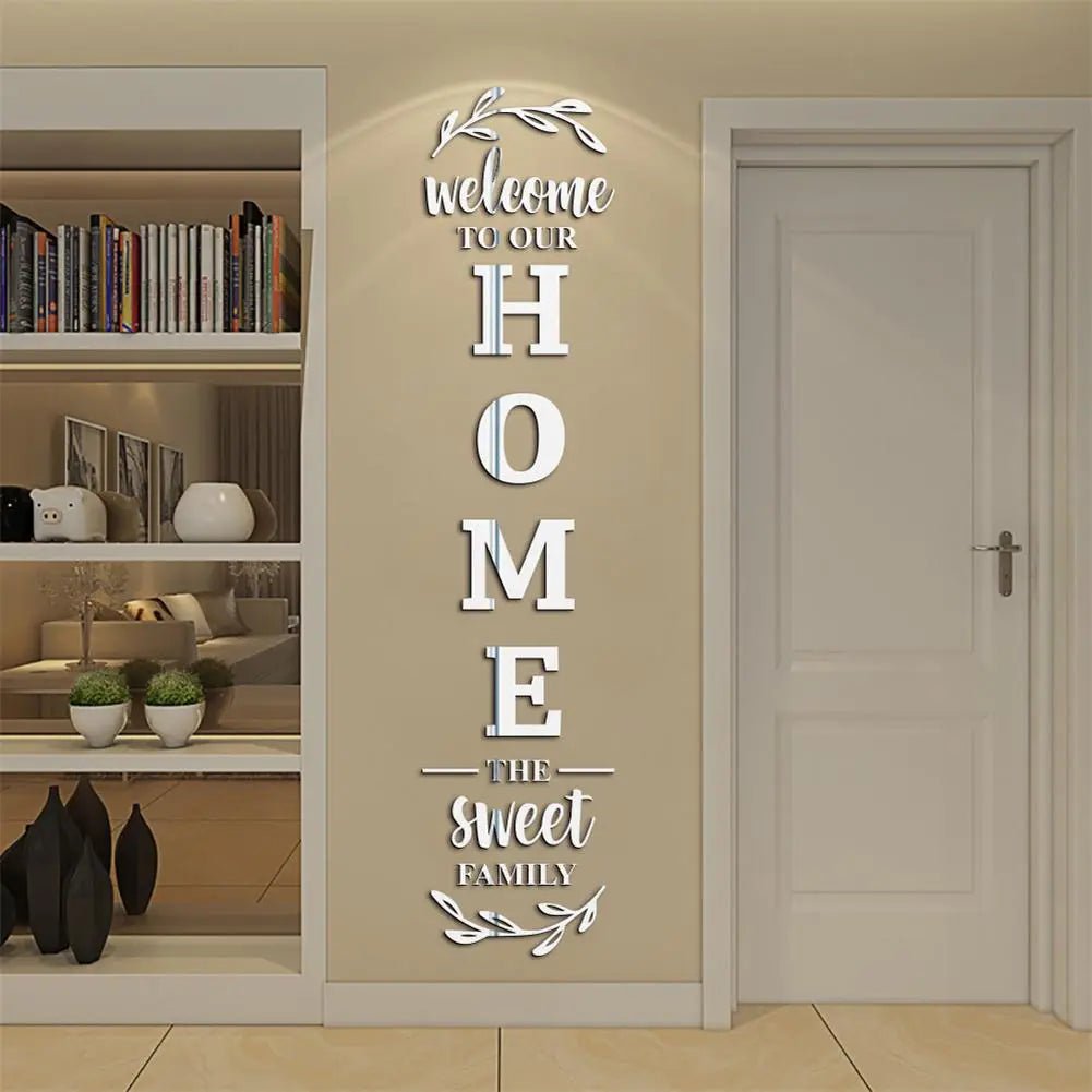 Storazone 3d Mirror Wall Stickers English Letters Home Family Self-Adhesive Acrylic Decals For Home Room Decor Home Decoration Accessories