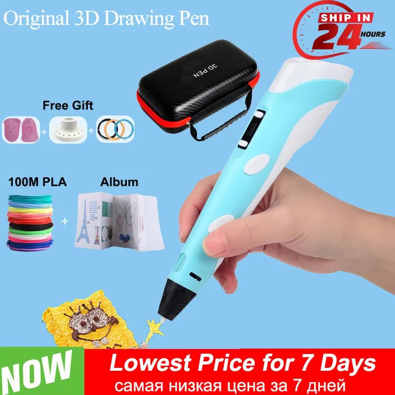 Storazone 3D Pen for Children 3D Drawing Printing Pen with LCD Screen Compatible PLA Filament Toys for Kids Christmas Birthday Gift