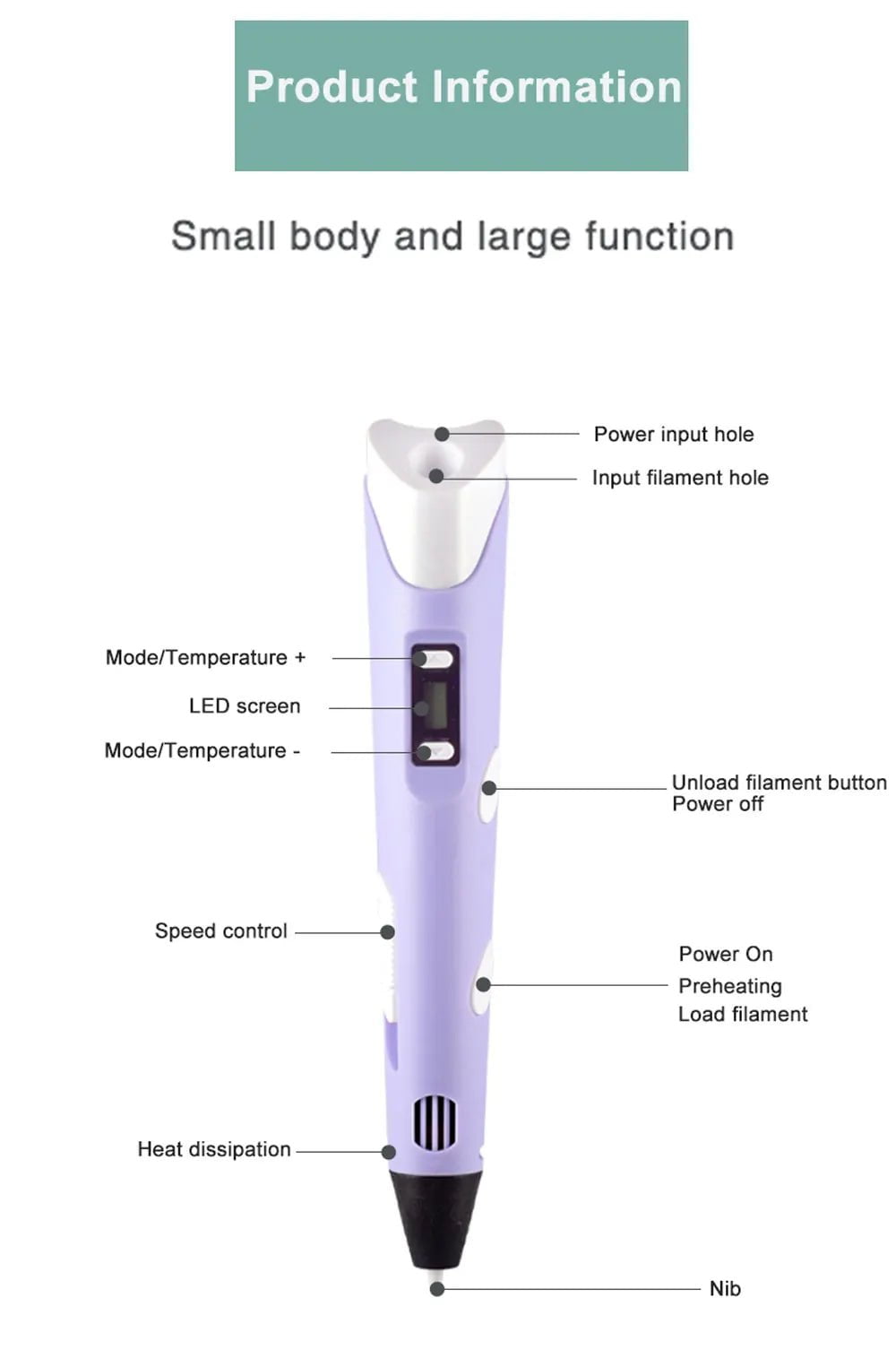 Storazone 3D Printing Pen DIY Drawing Pens With 1.75mm PLA Filament Birthday Christmas Gifts For Kids Children With Power Travel Case