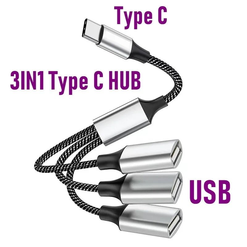 Storazone 3IN1 Type C Edition Multi USB Hub Extensions 4 Port Type C Hub USB Splitter Fast Data Transmission OTG Adapter For Computer Xiaomi Macbook Pro Air