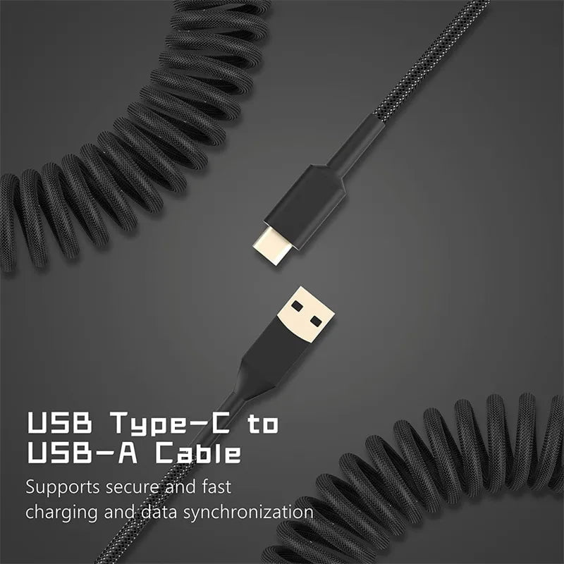 Storazone 3M Type C Mechanical Keyboard Coiled Cable USB Keyboard Wire Mechanical Keyboard Aviator Desktop Computer Aviation Connector