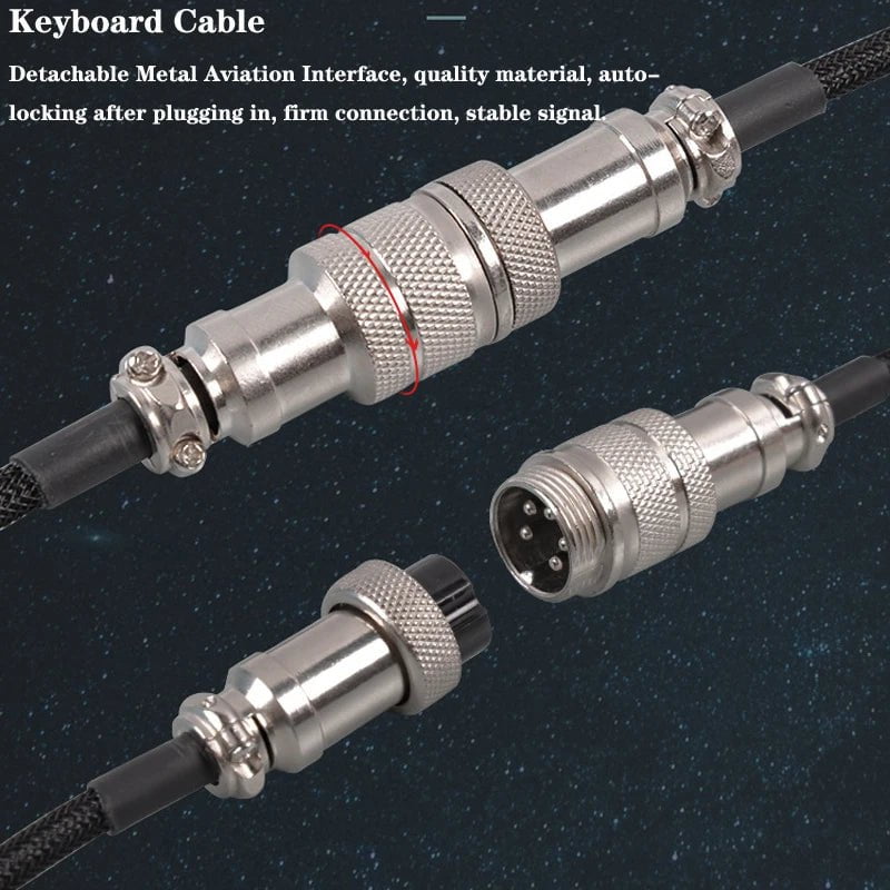 Storazone 3M Type C Mechanical Keyboard Coiled Cable USB Keyboard Wire Mechanical Keyboard Aviator Desktop Computer Aviation Connector