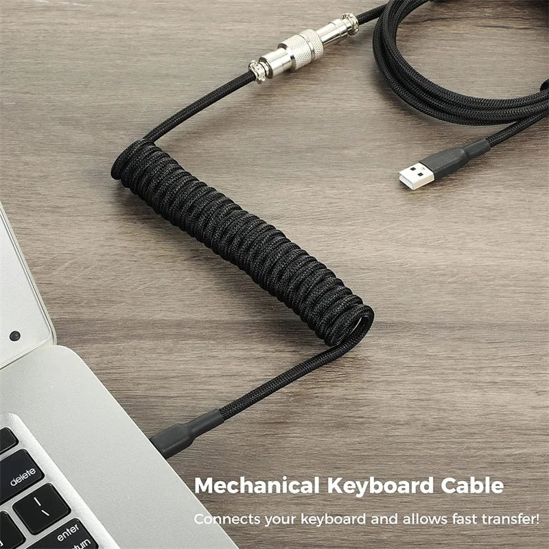 Storazone 3M Type C Mechanical Keyboard Coiled Cable USB Keyboard Wire Mechanical Keyboard Aviator Desktop Computer Aviation Connector