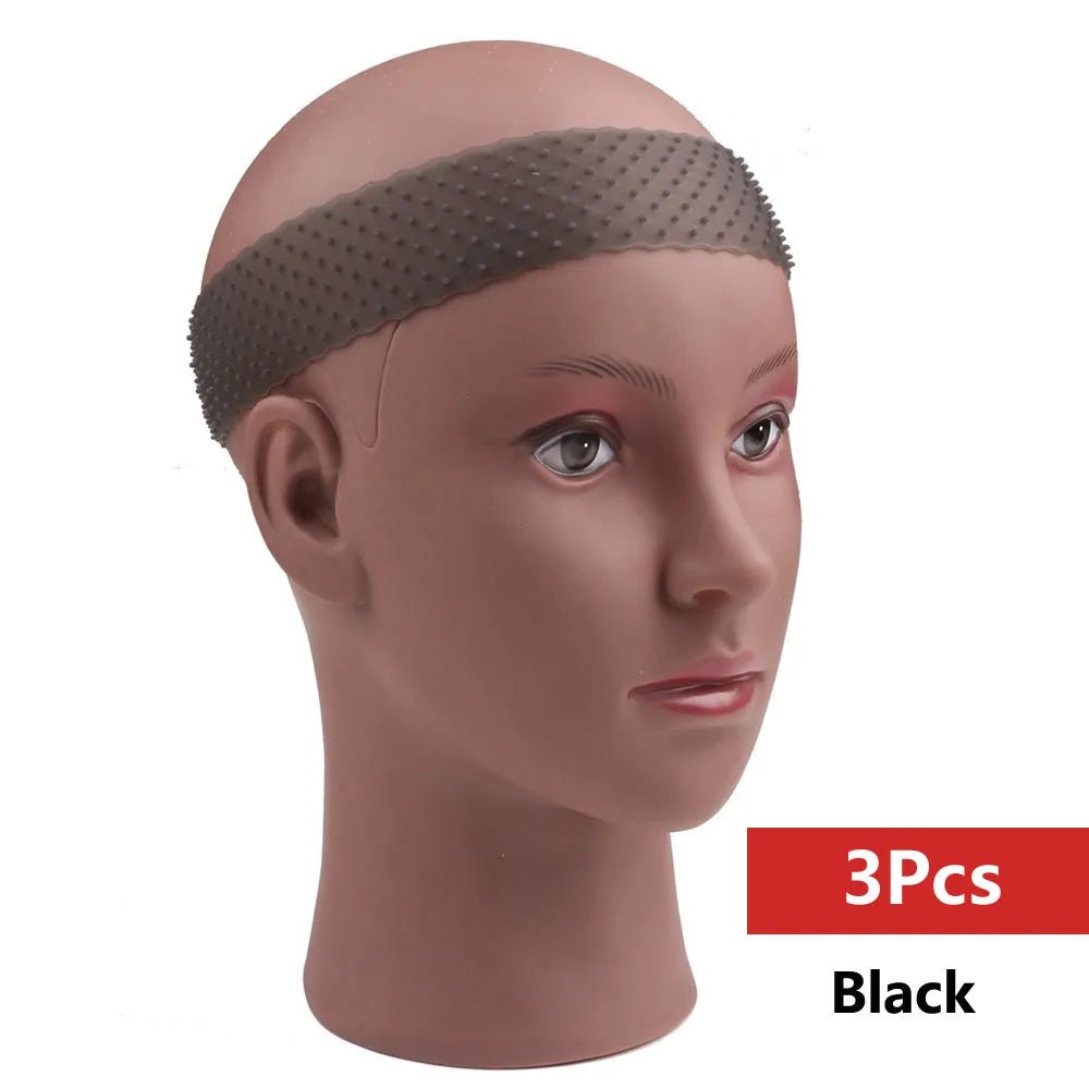 Storazone 3pc Black Non Slip Silicone Wig Grip Headband Transparent Black Brown Wig Band to Hold Wig Anti-Slip Wig Accessories For Daily Use