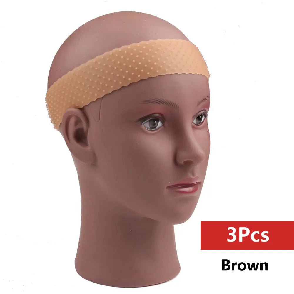 Storazone 3pc Brown Non Slip Silicone Wig Grip Headband Transparent Black Brown Wig Band to Hold Wig Anti-Slip Wig Accessories For Daily Use