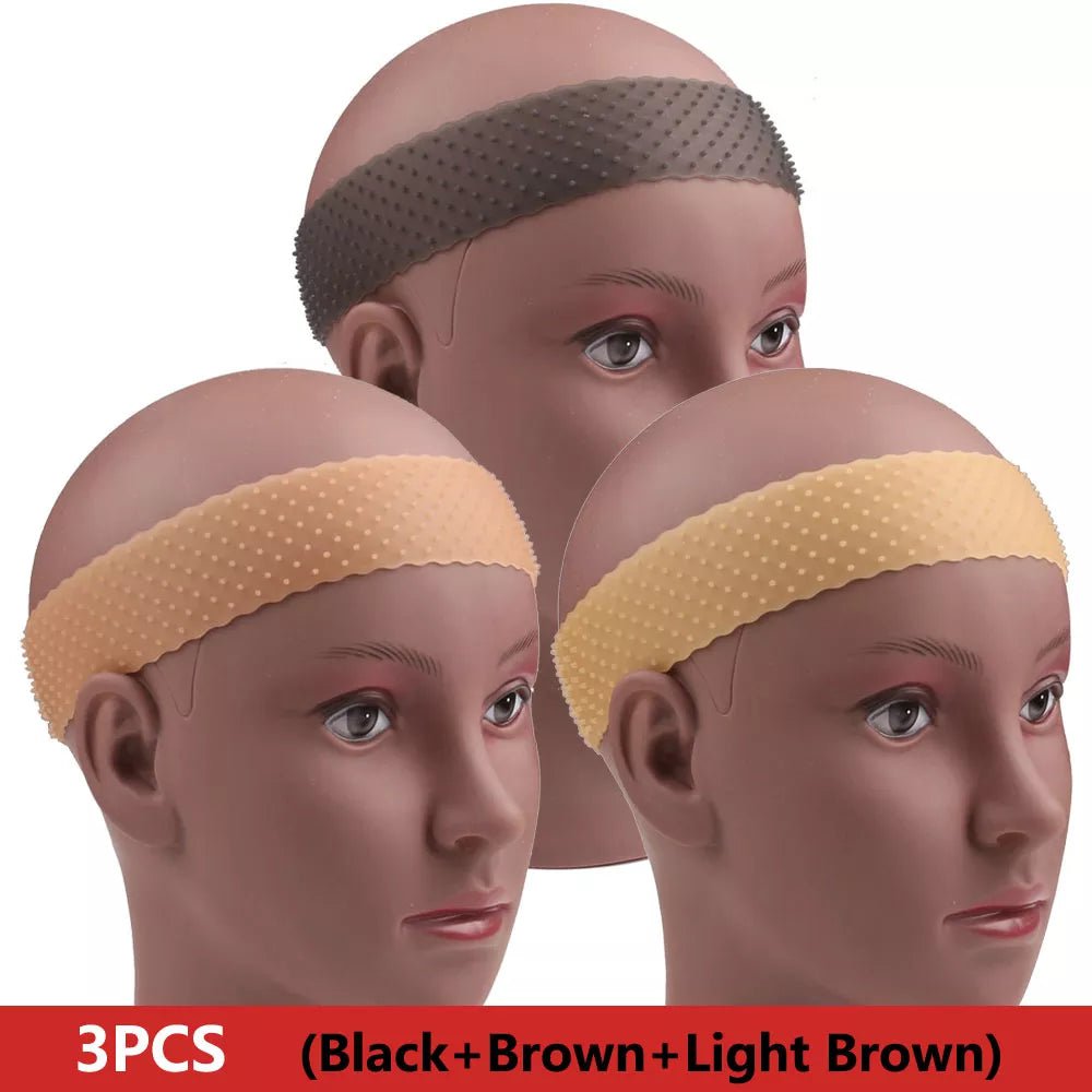 Storazone 3pc style1 Non Slip Silicone Wig Grip Headband Transparent Black Brown Wig Band to Hold Wig Anti-Slip Wig Accessories For Daily Use