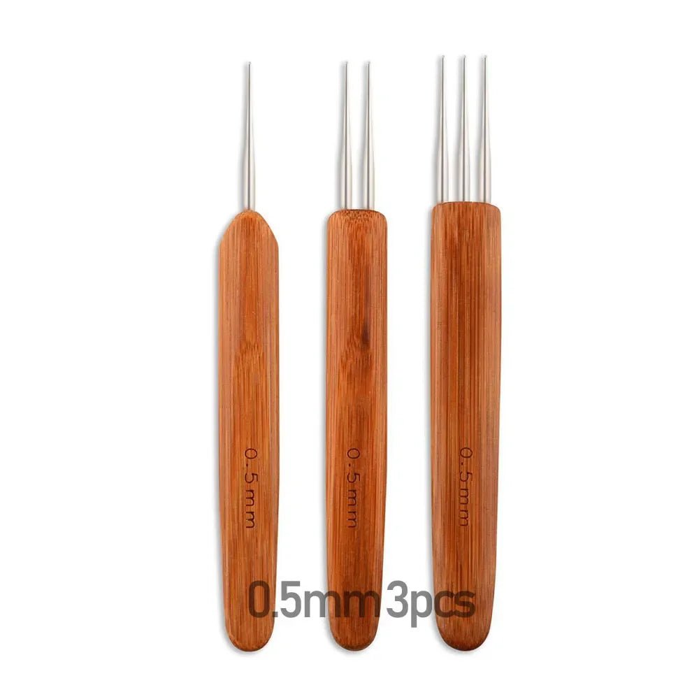 Storazone 3pcs/bag 0.5Mm 0.75Mm Double Crochet Needle For Locs Bamboo Dreadlock Crochet Hook Dreadlock Needle For Braids