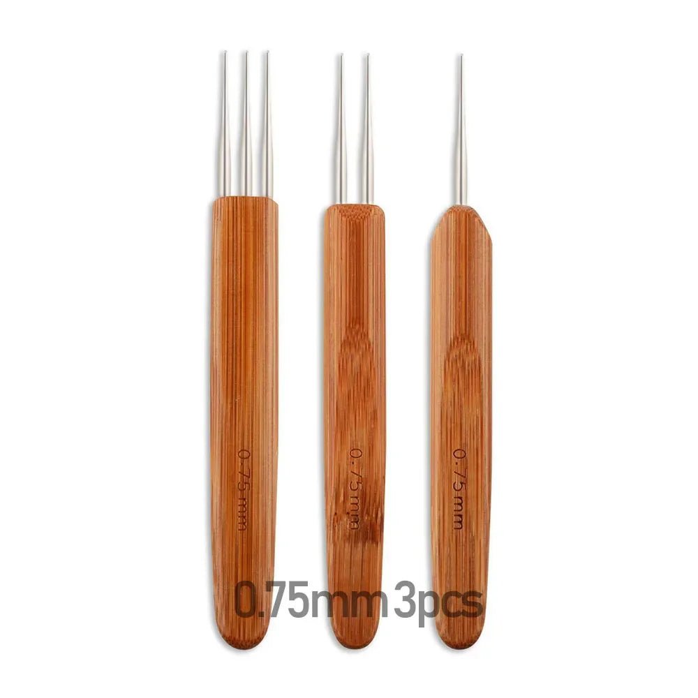 Storazone 3pcs/bag 0.5Mm 0.75Mm Double Crochet Needle For Locs Bamboo Dreadlock Crochet Hook Dreadlock Needle For Braids