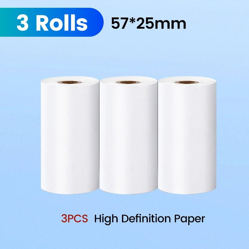 Storazone 3pcs HD Paper Mini Printer Paper Self-adhesive Thermal Papers HD Color Label Printers Wireless Bluetooth Photo Inkless Printing Universal 57mm