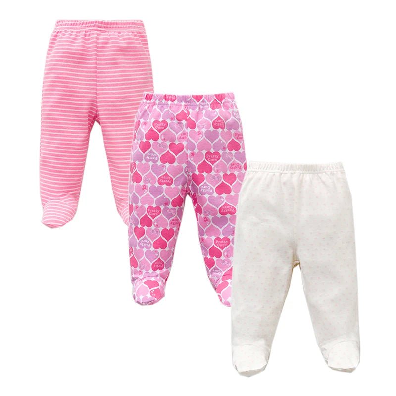 Storazone 3PCS/Lot Spring Autumn Footed Baby Pants 100% Cotton Baby Girls Boys Clothes Unisex Casual Bottom PP Pants Newborn Baby Clothing