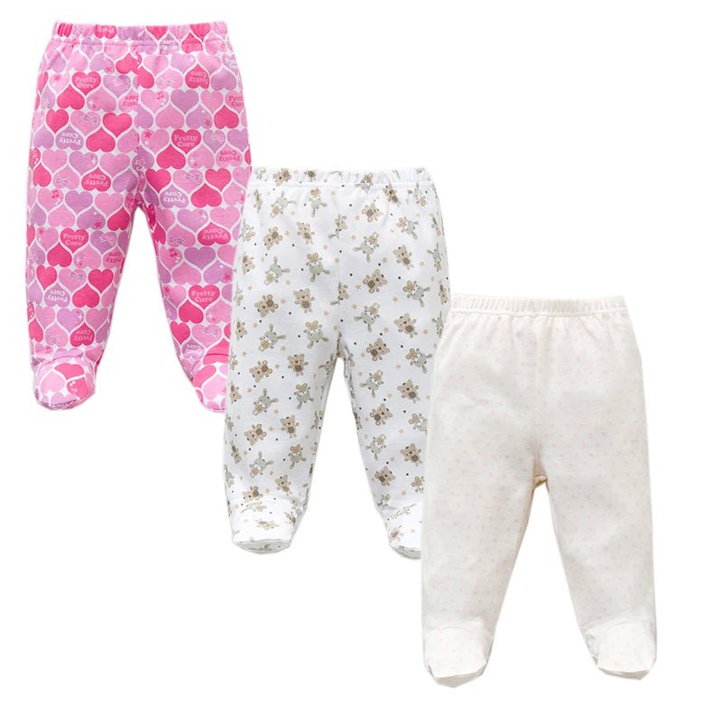 Storazone 3PCS/Lot Spring Autumn Footed Baby Pants 100% Cotton Baby Girls Boys Clothes Unisex Casual Bottom PP Pants Newborn Baby Clothing