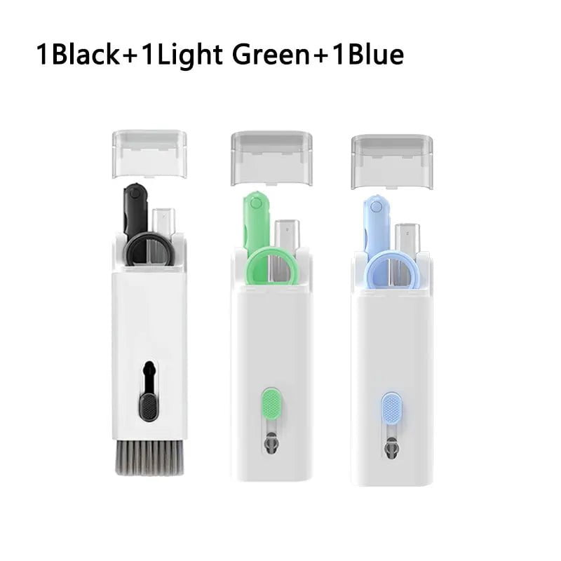 Storazone 3PCS Mixed Color2 7-in-1 Cleaning Kit Computer Keyboard Cleaner Brush Earphones Cleaning Pen For Headset Phone Cleaning Tools Keycap Puller Set