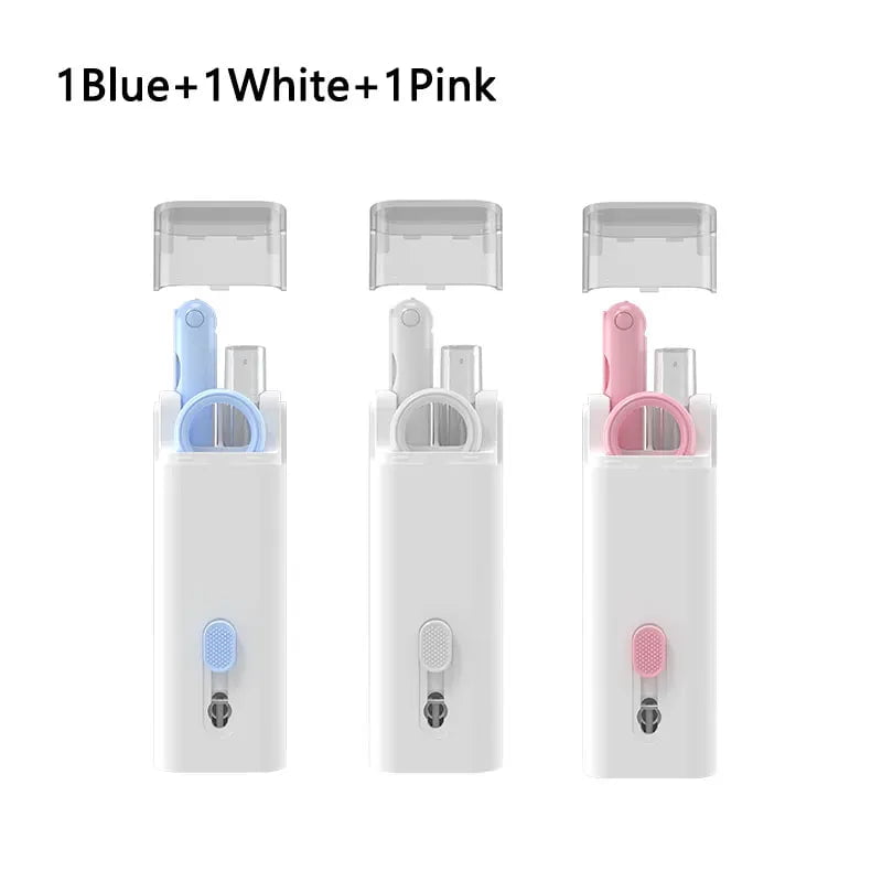 Storazone 3PCS Mixed Color3 7-in-1 Cleaning Kit Computer Keyboard Cleaner Brush Earphones Cleaning Pen For Headset Phone Cleaning Tools Keycap Puller Set