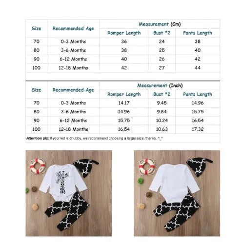 Storazone 3pcs  Newborn Baby Boys clothes  Cotton deer long sleeve Romper+ Pants +Hat Outfits Clothes Set