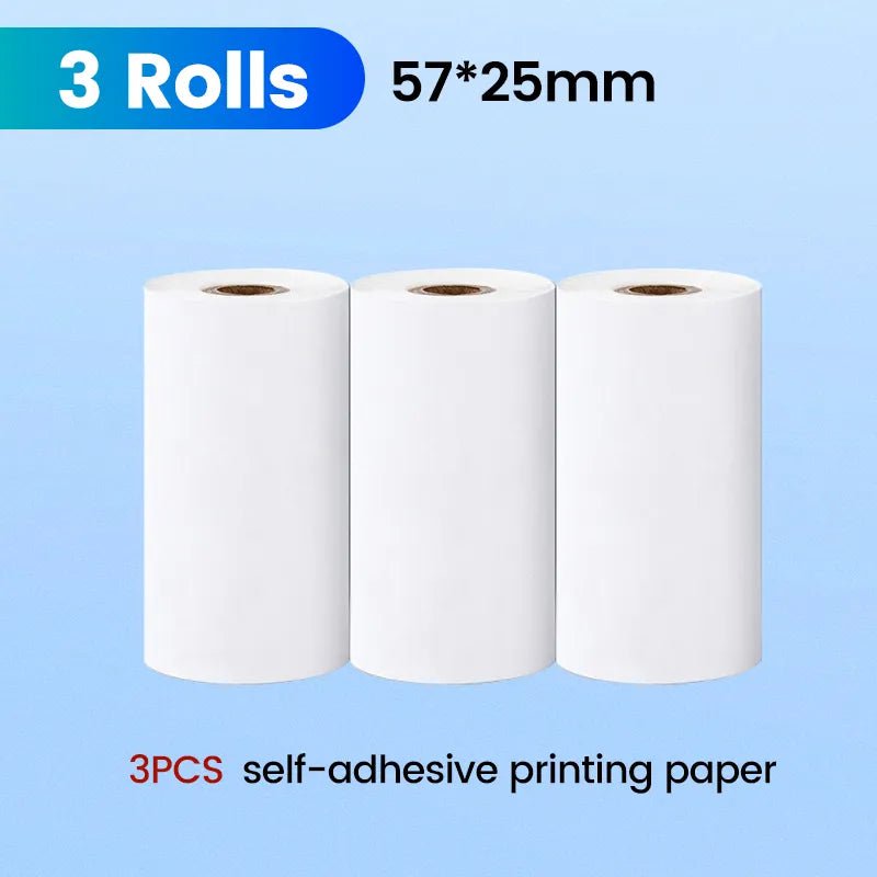 Storazone 3pcs Self-adhesive Mini Printer Paper Self-adhesive Thermal Papers HD Color Label Printers Wireless Bluetooth Photo Inkless Printing Universal 57mm