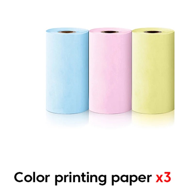 Storazone 3pcs Thermal Color Mini Printer Thermal Paper Label Sticker Colorful Adhesive Self-adhesive Paper for Wireless Bluetooth Photo Inkless Printer 57mm