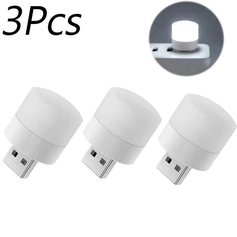 Storazone 3pcs White 1-10Pcs Mini USB Night Light Warm White Eye Protection Book Reading Light USB Plug Computer Mobile Power Charging LED Night Lamp