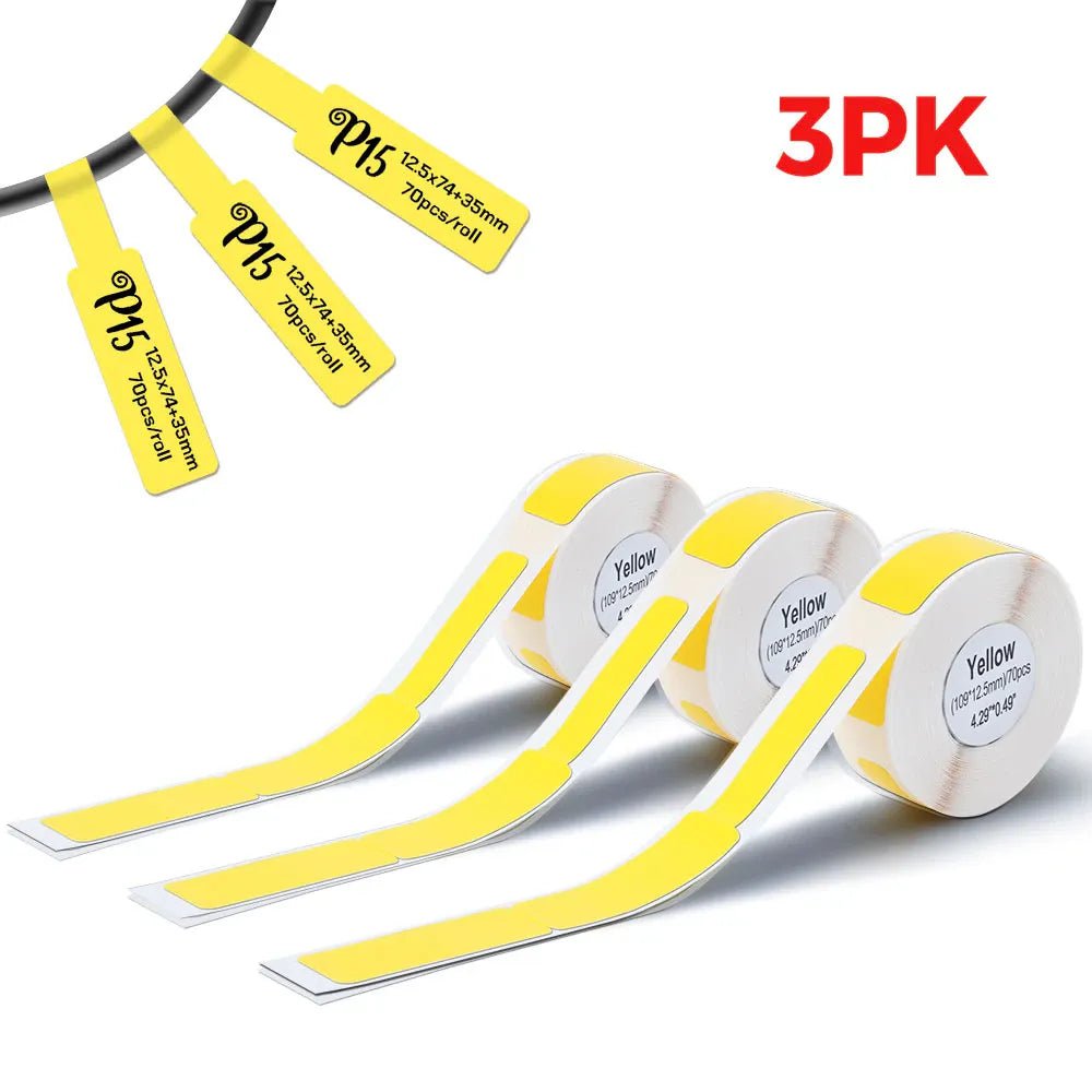 Storazone 3PK Cable Yellow P15 Thermal Label Printer Similar as D11 D110 D101 Mini Label Maker Portable Sticker Label Machine or 3PK-6PK 12mm Label Paper