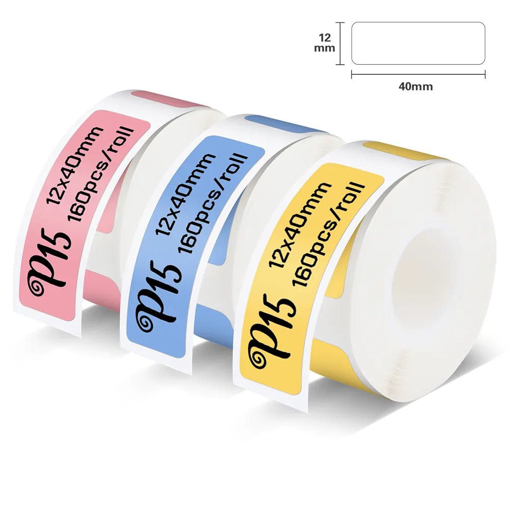 Storazone 3PK Color 12-40mm Thermal Label Printer P15 Similar as D11 D110 D101 Labeling Machine Wireless Bluetooth Label Maker or 3PK Adhesive Label Tape