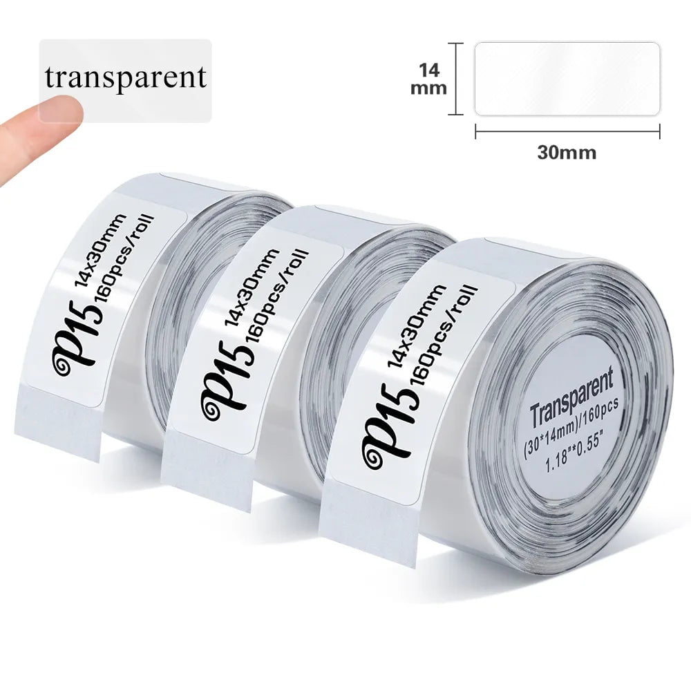 Storazone 3PK Transparent Thermal Label Printer P15 Similar as D11 D110 D101 Labeling Machine Wireless Bluetooth Label Maker or 3PK Adhesive Label Tape