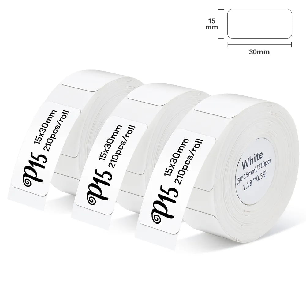 Storazone 3PK White 15-30mm Thermal Label Printer P15 Similar as D11 D110 D101 Labeling Machine Wireless Bluetooth Label Maker or 3PK Adhesive Label Tape