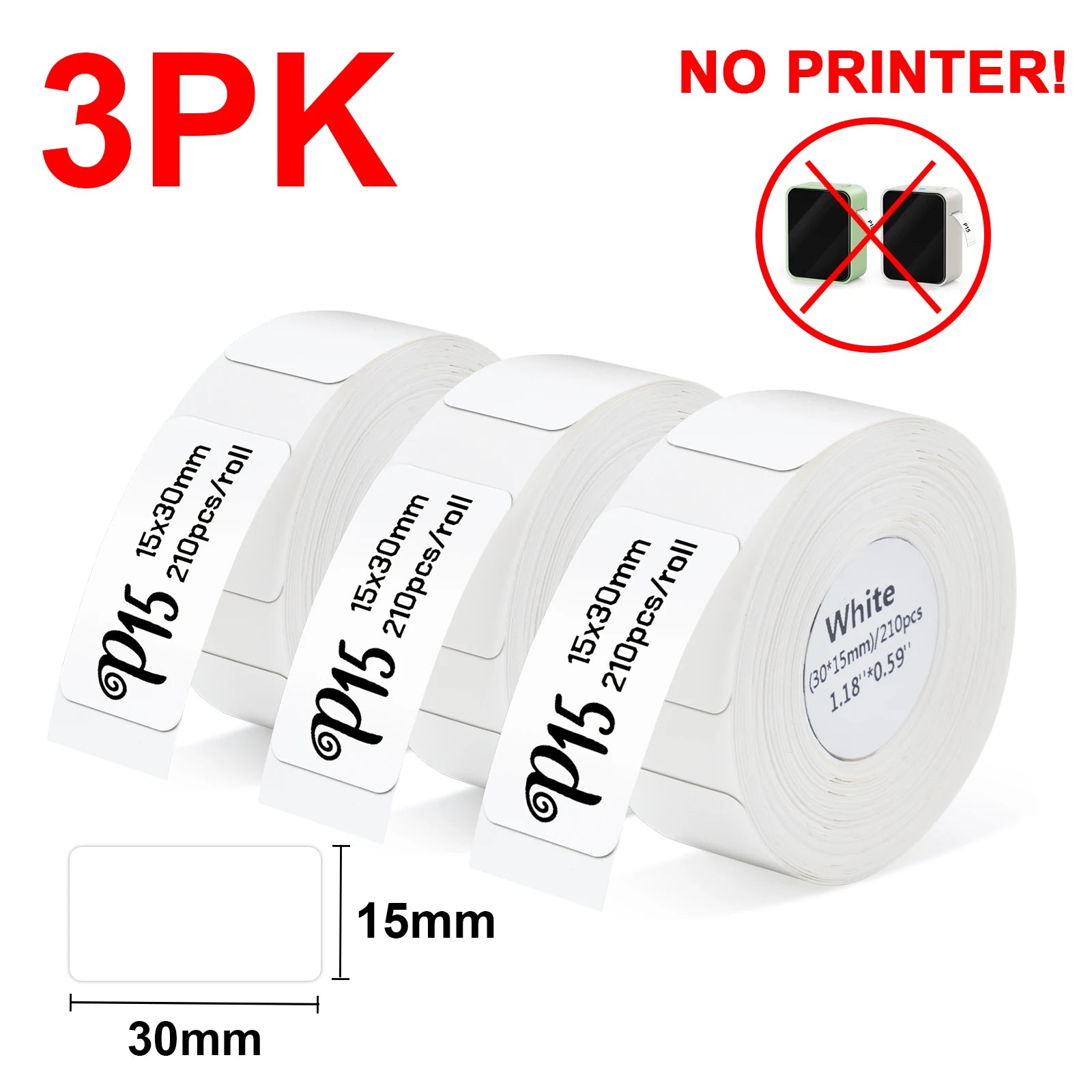 Storazone 3PK White Paper 01 Wireless Label Printer P15 Portable Bluetooth Thermal Label Maker Handheld Mini Machine with Adhesive Label Tape Home Office Use