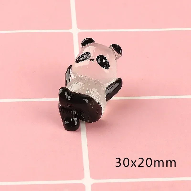 Storazone 4 1Pcs/Set Glowing Panda Mini Figurines Miniature Panda Micro Landscape Ornament Glowing In Dark Miniature Flower Potted Decor