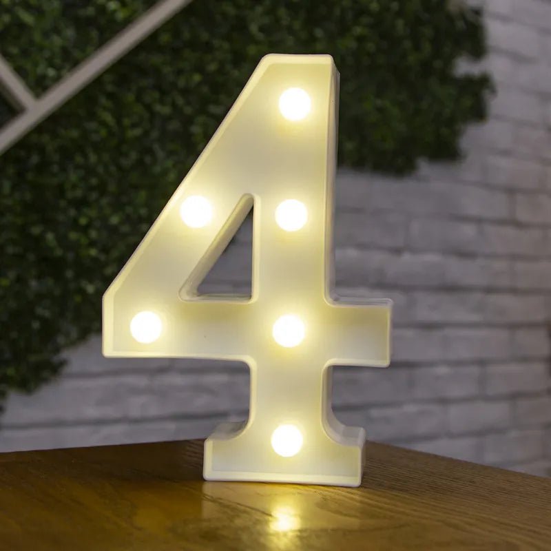 Storazone 4 / 22cm Luxury Alphabet Letter LED Lights Luminous Number Lamp  Battery Night Light for Home Wedding Birthday Christmas Party Decoration